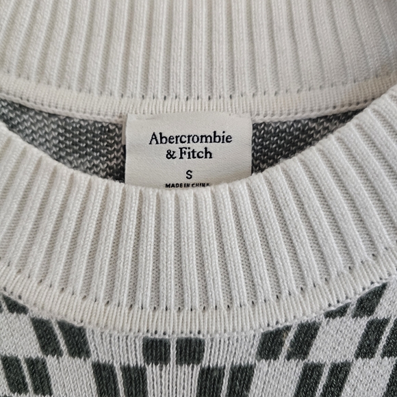 Abercrombie & Fitch Olive Green and White Checkered Sweater Mini Dress Size S - Picture 2 of 4